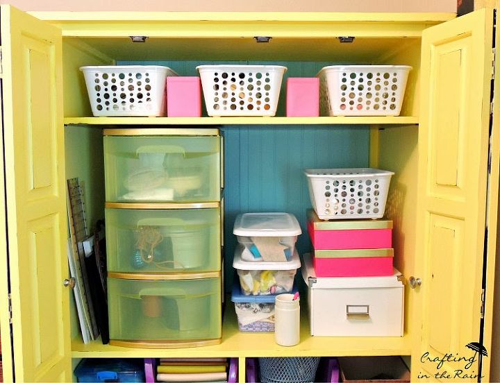 turn and entertainment center into craft storage, painted furniture, repurposing upcycling, storage ideas