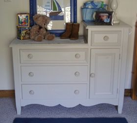 we sawed off the awkward hump on our baby s changing table, painted furniture, Before