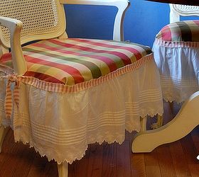ralph lauren ruffled chair skirts, painted furniture, reupholster