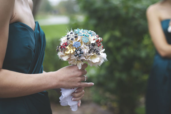 a vintage diy wedding, chalkboard paint, crafts, mason jars, repurposing upcycling, I made all of the bouquets with vintage brooches
