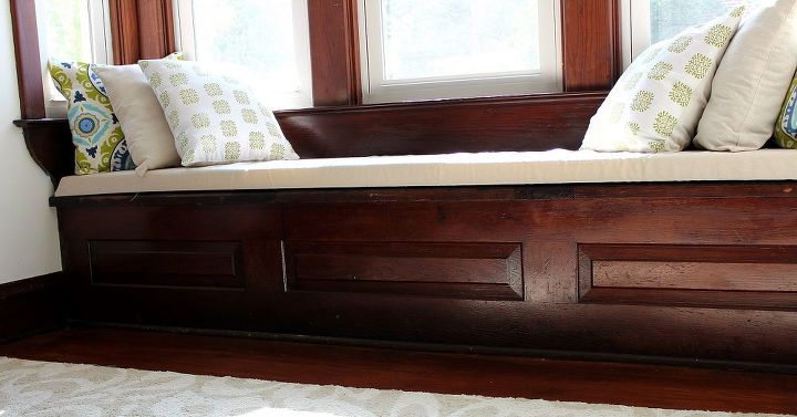 diy window seat cushion, diy, home decor, how to, windows, LOVE how it accentuates our dark woodwork
