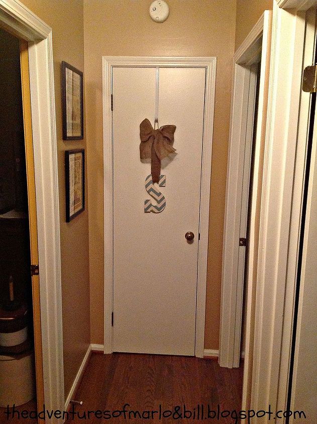 burlap chevron, crafts, home decor, Cute simple cost effective way to dress up a hallway door