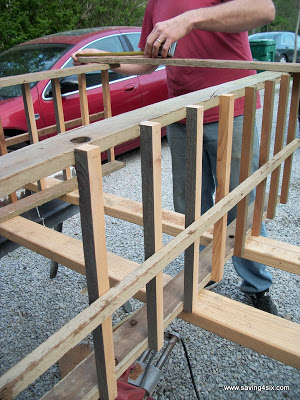 diy cedar trellis, diy, flowers, gardening, woodworking projects, We assembled the sides first using an air powered brad nailer
