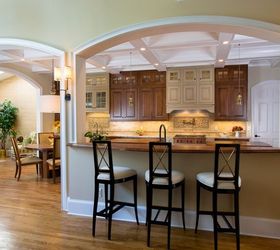 beautiful two tone kitchen, countertops, hardwood floors, kitchen backsplash, kitchen cabinets, kitchen design, kitchen island