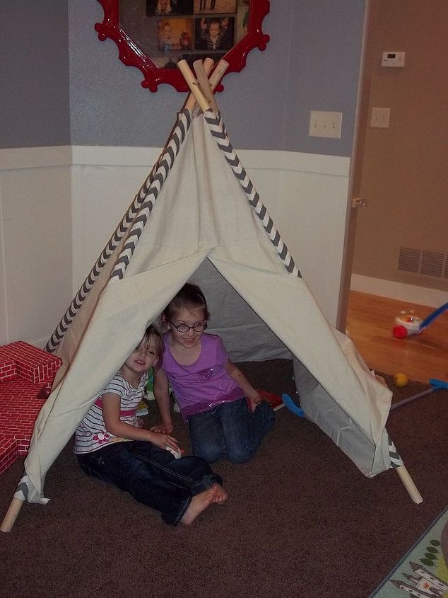 childs teepee made from a drop cloth, crafts, entertainment rec rooms, reupholster