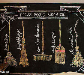 hocus pocus broom co fall inspired chalkboard design, seasonal holiday decor, Hocus Pocus Broom Co