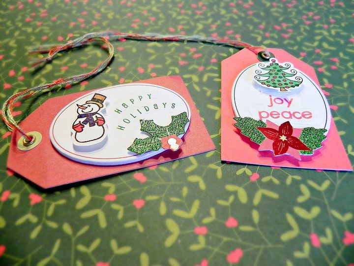 stamped tag place cards, seasonal holiday decor, Start with pre made tags to save time