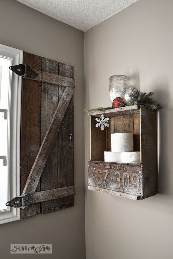 warm up your windows with an instant barn wood shutter, bathroom ideas, diy, doors, how to, repurposing upcycling, window treatments, woodworking projects