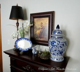 a small kitchen make over, home decor, kitchen design, A blue and white temple jar for color and height