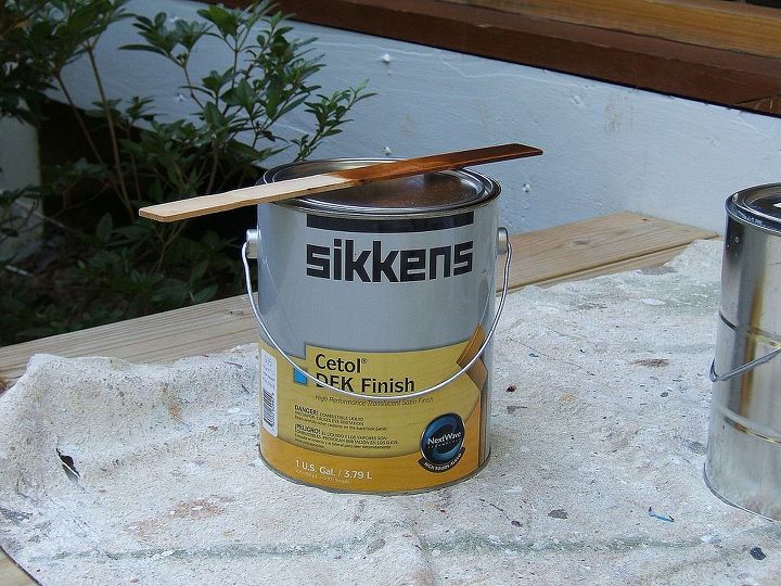 staining a deck with sikken s stain, decks, painting, porches, My carpet cleaner told me about this wonderful product It is an amazing stain that lasts for years I have not been compensated by Sikkens for this post This is a quality stain that costs approximately 85 per gallon