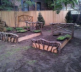 is there a community garden i can join, gardening, homesteading, urban living, Newly built raised beds with rustic wood headboard and footboard at a garden in the Bronx New York