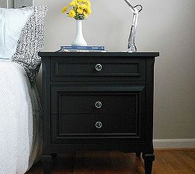 black nightstands with emerald knobs, painted furniture, A Pair of Black Nightstands with Emerald Knobs
