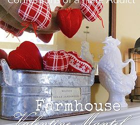 my farmhouse valentine mantel, fireplaces mantels, seasonal holiday d cor, valentines day ideas
