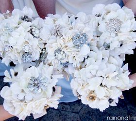 brooch and hydrangea bouquets, crafts, There is just the perfect amount of bling in these bouquets