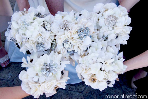 brooch and hydrangea bouquets, crafts, There is just the perfect amount of bling in these bouquets