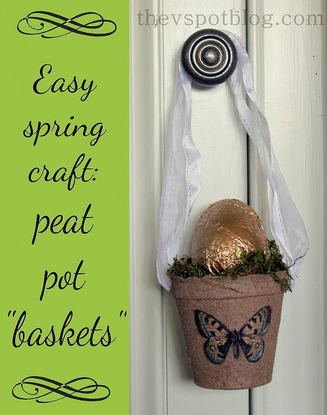 gold foil eggs in a peat pot basket, crafts, easter decorations, seasonal holiday decor, So quick and easy to make