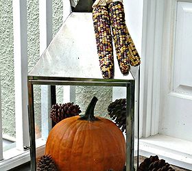 welcome fall the best makeover for a 1 plastic pumpkin simple pumpkin topiaries, gardening, repurposing upcycling, seasonal holiday d cor, wreaths, A giant thrift shop lantern is great fall display