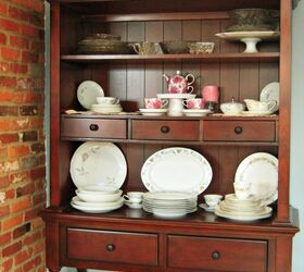 vintage china in a new hutch, home decor, painted furniture
