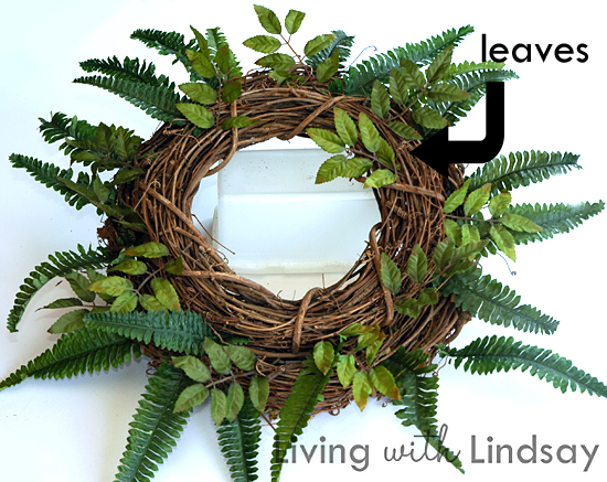 diy interchangeable wreath, christmas decorations, crafts, seasonal holiday decor, wreaths, Add some fake leaves around the edges
