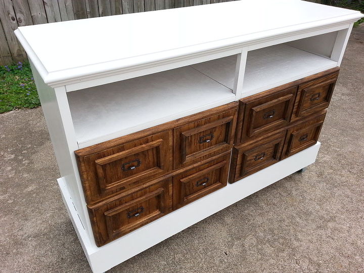 how i transformed a curb found dresser into a media center t v stand, painted furniture, repurposing upcycling