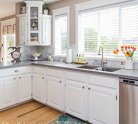 white kitchen reveal, home improvement, kitchen backsplash, kitchen design, painting