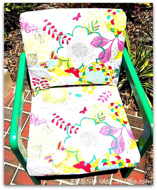 f ugly chair gets a peppy preppy makeover a tutorial, painted furniture, Visit Fresh Idea Studio for tips and tricks on the free Chair Makeover