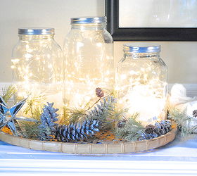 diy holiday decor glittered pinecones, crafts, seasonal holiday decor, wreaths, I also used these glittered pinecones as a backdrop for my Fairy Light Jars too see post for tutorial