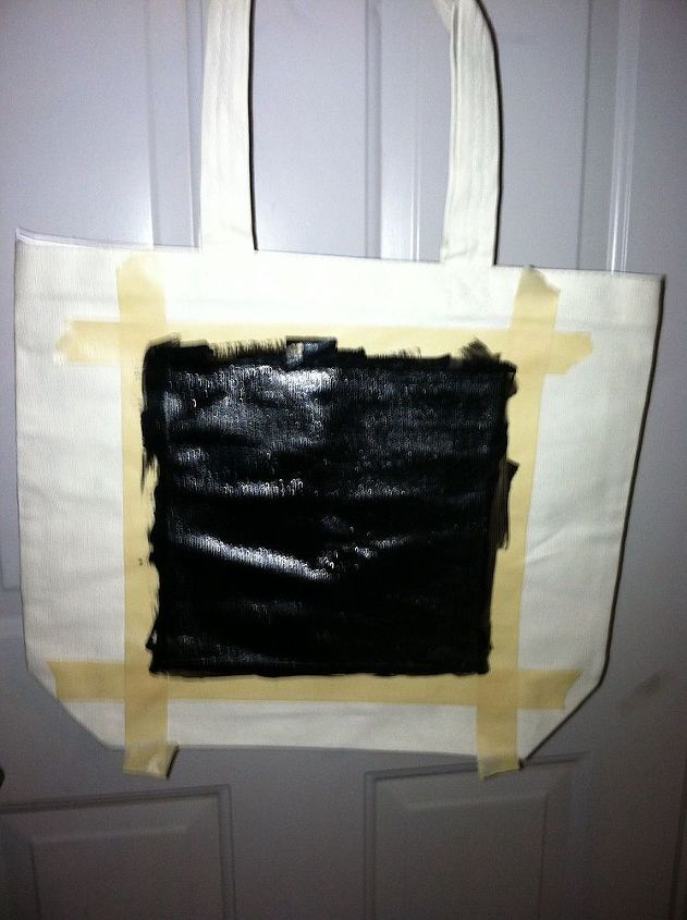 from a freebie bag to a yarn storage bag, repurposing upcycling, With two coats of paint