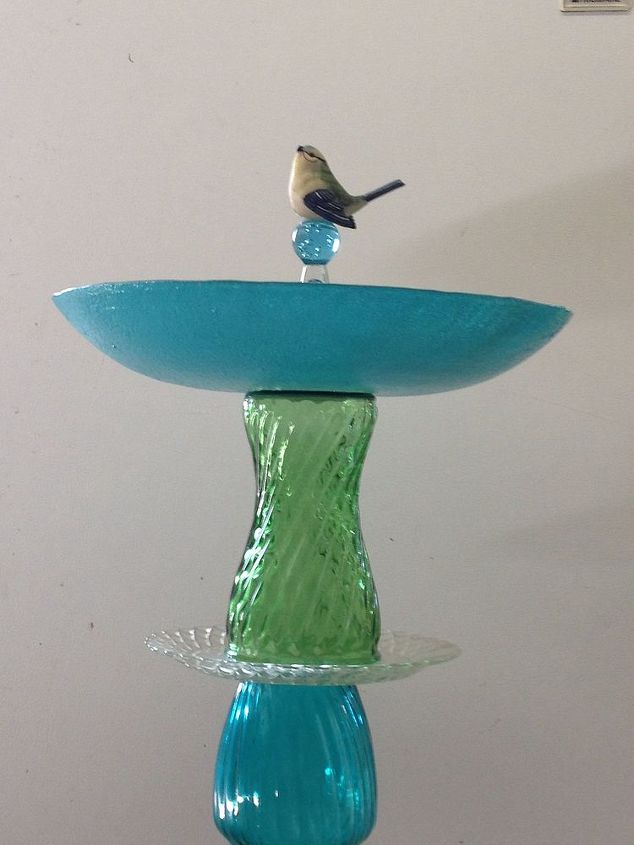 recycled glass birdbath, crafts, repurposing upcycling