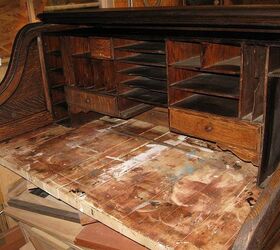 restoration of antique roll top desk, painted furniture, After installing Birdcage