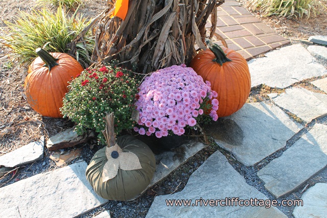 fall fabric pumpkins so easy, crafts, seasonal holiday decor, And another shot of the cord pumpkin