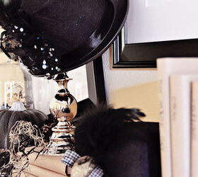 a black white halloween mantel, halloween decorations, seasonal holiday d cor, I am in love with these Halloween hats