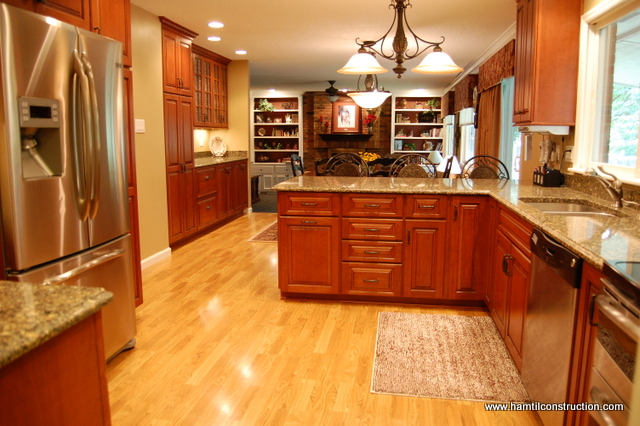 cherry cabinetry warm and beautiful, closet, kitchen cabinets, kitchen design, Former oven location new became a peninsula