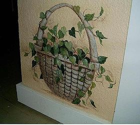 murals by granart, home decor, painting, Stone Ivy Basket Mural by GranArt