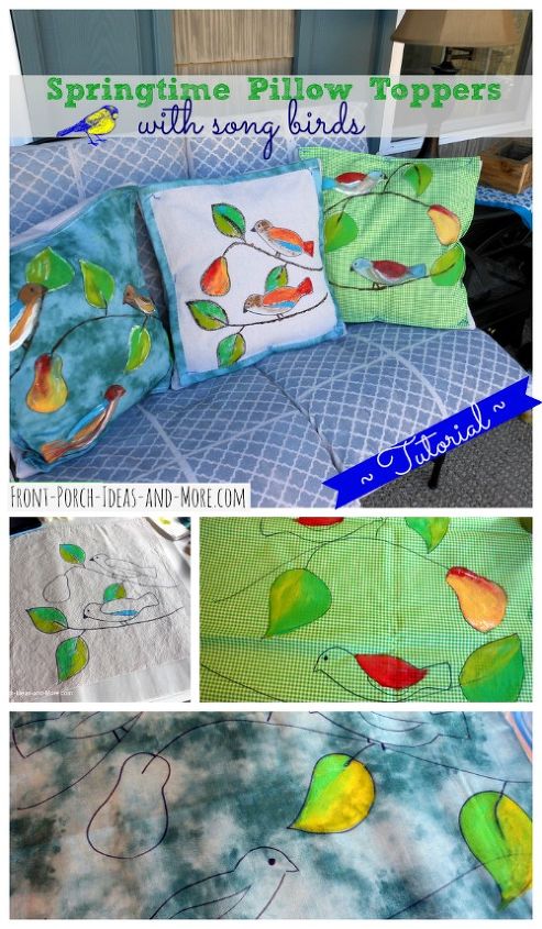 hand painted songbird pillow topper tutorial, crafts, home decor, Spring Songbird Pillow Topper Tutorial
