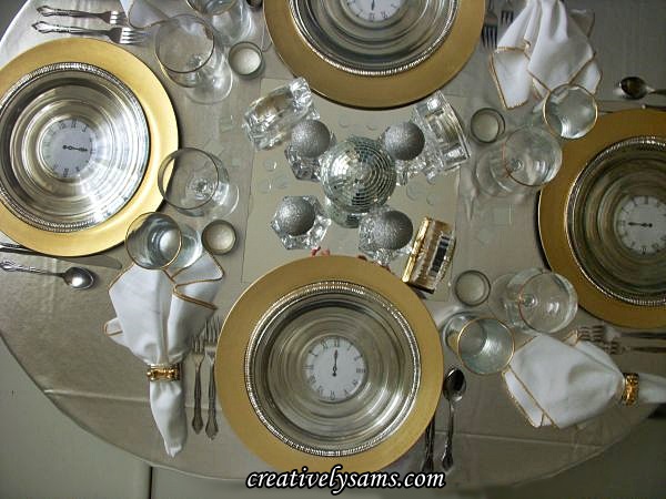 new year s tablescape, seasonal holiday decor, A view of the tablescape from the top