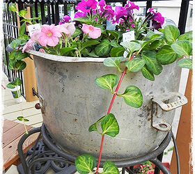 junk garden decor, gardening, home decor, an industrial mixing bowel makes a great planter too
