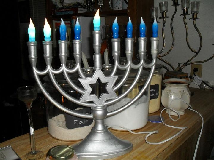 electric hanukkah menorah, crafts, seasonal holiday decor
