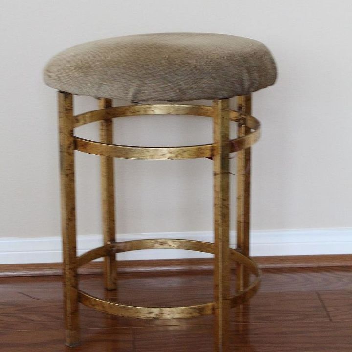 diy upholstery stool, painted furniture, reupholster, Before