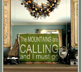 the mountains are calling sign using repurpoed door, crafts, painting, repurposing upcycling, My finished the mountains are calling sign wallupdates