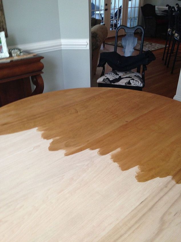 q advice on camouflaging water rings on wood, diy, home maintenance repairs, woodworking projects, this is the fully sanded table prior to the first coat of stain