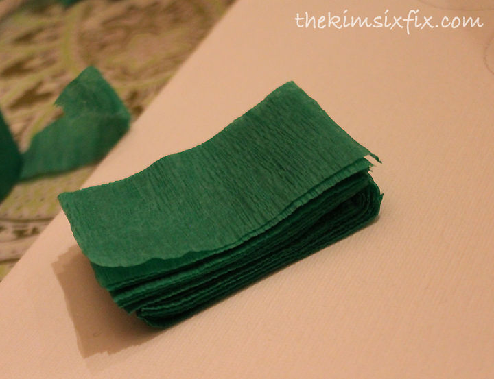 crepe paper shamrock, crafts, seasonal holiday decor, Cut loops into small squares rectangles