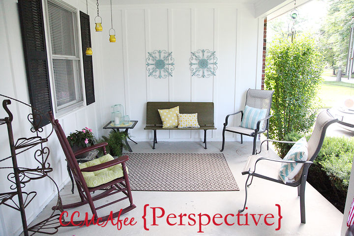 front porch makeover hang your candles w chain, outdoor furniture, outdoor living, porches