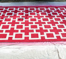 how to paint an indoor outdoor rug, flooring, painting, Then three coats of pink paint