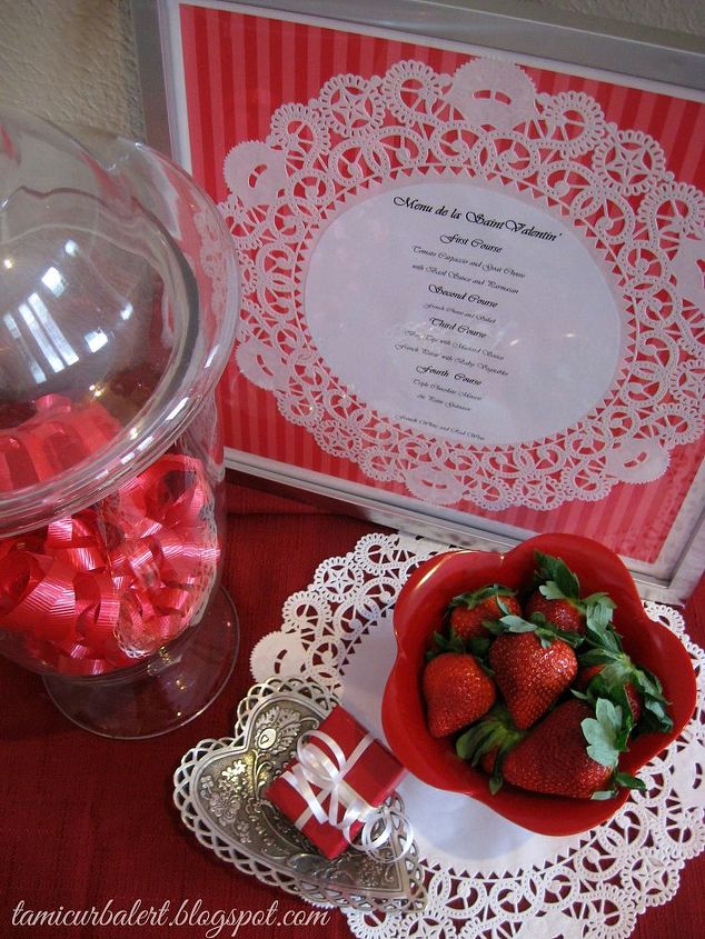 valentine s day doily menu display, crafts, seasonal holiday decor, valentines day ideas, Cute Valentines Day Menu Display