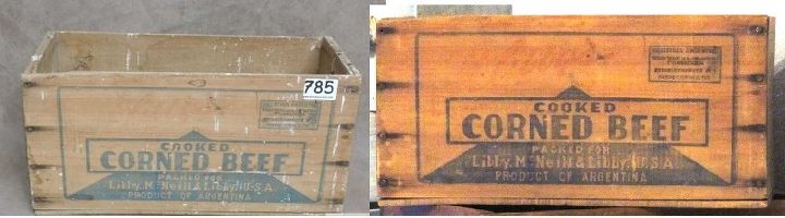 boxes, repurposing upcycling, Before and after Corned Beef