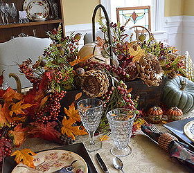 a fall tablescape pottery barn inspired, seasonal holiday decor, Centerpiece of fall silks and dried florals