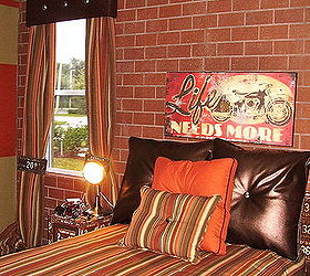 brick pavers work great in certain themed kids rooms this room is a motorcycle, bedroom ideas, home decor, home improvement, Boys Motorcycle Bedroom