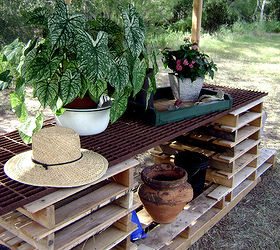potting table made from pallets, diy, gardening, painted furniture, pallet, repurposing upcycling, woodworking projects, Awesome place to do some potting