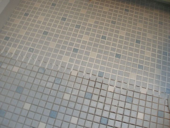 1 inch by 1 inch tiled floors, bathroom ideas, cleaning tips, flooring, tile flooring, tiling, 1 inch tile floor being grout colored sealed